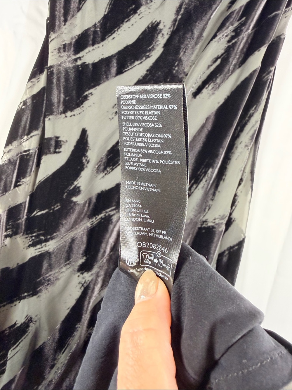 BY ANTHROPOLOGIE Women’s Size XL Dress Midi Zebra Slip Flocked Asymmetrical Cowl - Picture 7 of 16